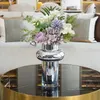 Vases European Silver Flower Vase Dining Table Decoration Bottle Electroplated Glass Hydroponics Home Ornaments Plant