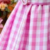 Girl's Dresses Girls Summer New Cosplay Plaid Party Princess Dress Y240415