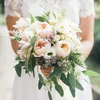 Decoratieve bloemen 1/3 Kunstmatige boekethouder Handvat trouwfeest bruid met bloem witte base decoratie diy arrangement standaard