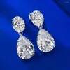 Dangle Earrings Vinregem 10 14mm Pear Cut Lab Created Sapphire Gemstone Drop 925 Sterling Silver Wedding Party Jewelry Wholesale