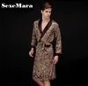 2017 Spring Summer New Luxury Print Silk Robe Male Bathrobe Mens Kimono Bath Gown Mens Silk Robes Dressing Gowns D7ad161915260