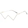 Occhiali da sole cornici decorative eleganti per donne occhiali di strass in metallo oro Triangle Rhinestones falso