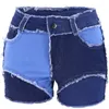 Jeans femininos 2024 Moda de verão Casual Tight Tight Multi-Color Splicing Beggar Denim Shorts