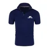 J Lindeberg Golf Tshirt Mens Clothing Summer快適な通気性のクイックダリティーティーメンPolo Luxury 240403