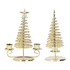 Candle Holders Candlestick Ornaments European Metal Christmas Tree Shape Wax Holder Home Decoration Double Gold