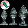 マッサージ10 cm luminous glass buttプラグアナルおもちゃのアナルおもちゃエロティッククリスタルジュエリービーズカップ
