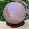 Decoratieve beeldjes Natural Crystal Rose Quartz Aura Sphere Gemstones Mineralen Wicca Spiritual Reiki Ornamenten Home Decoration Stand