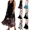 Casual Dresses Summer For Women 2024 Vacation Boho Floral Dress Sleeveless Pocket Maxi Womens Beach Sundress Vestidos