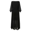 Casual Dresses Vintage Fairy Long Dress Women's Black Elegant French Party Puff Sleeve High midjeklänning Ruffle Cocktail