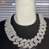 Lifeng smycken 30mm bredd VVS Moissanite Link Chain Baguette Diamond 925 Sterling Silver Cuban White Gold Necklace Custom