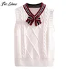 Kleidungsstücke Little Girls Stricker Sweater Weste School Uniform gegen Neck Fliege Tanktop Schoolmädchen Geburtstagsfeier Performance Kostüm