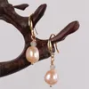 Dingle örhängen naturlig rosa pärla monssten ädelsten örhänge 18 kgp kvinnor silver män handgjorda studsanpassade pärlbröllop