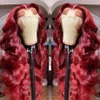 Bourgogne 99J 13x6 Body Wave Lace Front Human Hair Wig Hd Transparent Lace Frontal Wigs brésilien Red Colored Wigs pour femmes 240408