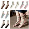 Women Socks Mesh Glass Silk Kawaii Elastic Thin Flower Calf Y2K Middle Tube Transparent Spring