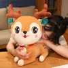 Plush Dolls Kawaii Soft Sika Deer Plush Toy Stuffed Cartoon Animal Big Eyes Elk Deer Lying Pillow Cushion Christmas Party Gift For Baby Girl Y240415