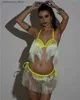 Sexy rok Carnival Beach Outfits voor vrouwen glanzende Tassel Bralette Halter Crop Top Belly Dance Tassel Mini Rok Festival Rave 2 PCS Set L49