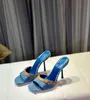 Zapatos de diseño moda mujeres denim revival mula tacones alto sándalo de lujo de lujo revival mula zapatillas de mula talla 35-41