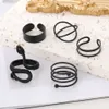 Nieuwe zwarte gewrichtset 5-delige creatieve Snake Cross Spiral Ring