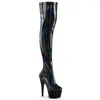 Dance Shoes 17cm Covered Sole Over Knee Boots Color-changing Material Zipper Open Fashion Sexy Runway