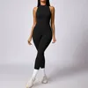 Aktiva uppsättningar Integrerade byxor Zipper Yoga Set Pilates Jumpsuit Fitness Sports Gym Clothing Push-Up Workout Clothes for Women Sportswear