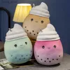 Polonches moelleuses Ice - Boba Thé en peluche Food Food Milk Thé Soft Dol Bubble Fruit Thé tasse Coussié