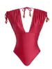 Deep v Solid Coll Color Women Wily's Bikini Trend Trend Straps Beach Beach Resort Beach Resort