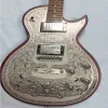 Gitar gümüş metal desen paneli 6string elektro gitar kalite güvence fabrika fiyatı ücretsiz.