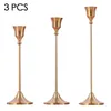 Bandlers 3pc Holder Copper Metal Placing Bandlestick European Western Wedding Decoration Props Valentin's Day Gift Ornement