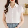 Frauenblusen Retro Top Sommer koreanischer Stil Lose Kontrast Farbe Pink gestreiftes Kurzarmhemd für Frauen