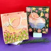 Gift Wrap Beautiful Oil Painting Tote Bag Kraft Paper Packaging With Handle Valentine's Day Wedding Party Storage 1 Pc