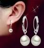 Orecchini a cerchio di perle bianchi per le donne con la sposa festa di gioielli classici Accessori Pendants Orenatura in oro bianco placcato B13216466