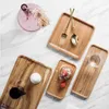 Tea Trays Acacia Wood Tray Rectangle Coffee Serving Plate Wooden Fruit Snacks Saucer Dessert Dish Home El Flower Pot Storage