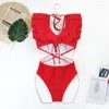 Costumi da bagno femminile MUOLUX 2024 sexy One pezzi spalla da bagno pantaloni da nuoto vintage in bikini vintage estate brasiliano monokini beachwear