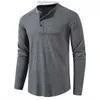 Mens T-Shirts 21420 Fashion Fine Plaid Long Sleeves Soft Us Size S-2Xl Solid Color Round Neck Casual Fitness Men Gray Tops Pullover