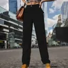 Frauen Jeans Frachtknopf hohe taillierte lange Taschen vertikaler Röhrchen -Jeanshosen für feine Frau im Freien Ropa de Mujer