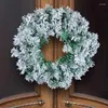 装飾的な花クリスマスリース人工白い雪の玄関の装飾雪が群れた家の装飾のアクセサリー