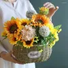 Dekoracyjne kwiaty wystrój domu sztuczny słonecznikowy koszyk kwiatowy dekoracja dekoracja nordycka restauracyjna ozdobna ozdoby rok