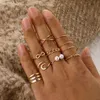 Twisted Open Pearl Gold and Silver Ring Set of 10 Personalized Joint Rings, Exaggerated Assembly Jewelry for Women