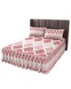 Luxe patroon gradiënt rood bed rok elastisch gemonteerde sprei met kussenslopen matrasbedekking beddengoed set set set set 240415