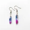 Decorative Figurines Colored Aura Quartz Crystal Points Stone Ornament Coated Irregular Pendants Copper Wire Wrapped Earrings