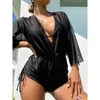 Swimwear Women Sexy V Neck Body Coup Cabinet Up Up Bikini Set Femmes Femmes Pliage de maillot de bain à crampons