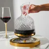 360 Dönen Şarap Dahası Tumbler Tasarım Dispenser Kristal Cam Havalandırıcı Ayna Jug Hediye Bar Dekor Sanat Cam Sware 1500ml 240407