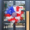 Fleurs décoratives 4 juillet Couronne patriotique rouge blanc et bleu décoration 2024 Entrée extérieure Porche de porche décor de l'indépendance