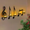 Mum Tutucular 4pcs Müzik Notu Tutucu Siyah Duvar Sconce Vintage Sanat Müzik Tarzı Demir