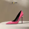 Kleding schoenen roze hoge hakken dames nachtclub sexy pumps heldere patet single voor sumer spring office lady sandalen