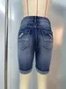 Summer High Waist Ripped Denim Shorts For Women Fashion Stretch Skinny Knee Length Jeans Casual Female Clothing 240415