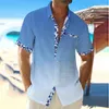 Men's Casual Shirts Gradient Shirt Outdoor Street Casual/daily Summer Slim Fit Short Sleeved Blue