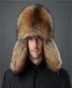 Heren Echte vossenbont en echte lederen hoed Russische ushanka winter warme vlieger trapper bommenwerper ski earmuffs cap9319993