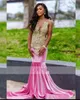Pembe Veet Golden Rhinestones Denizkızı Prom Elbiseleri 2024 Siyah Kızlar Özel OCN Afrika Çar Robe De Gala