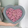 Decorative Flowers 27pcs Soap Rose Double Layer Heart Shape Gift Box With LED Light Pink Red Artificial For Valentines Day